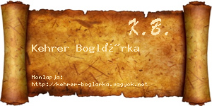 Kehrer Boglárka névjegykártya